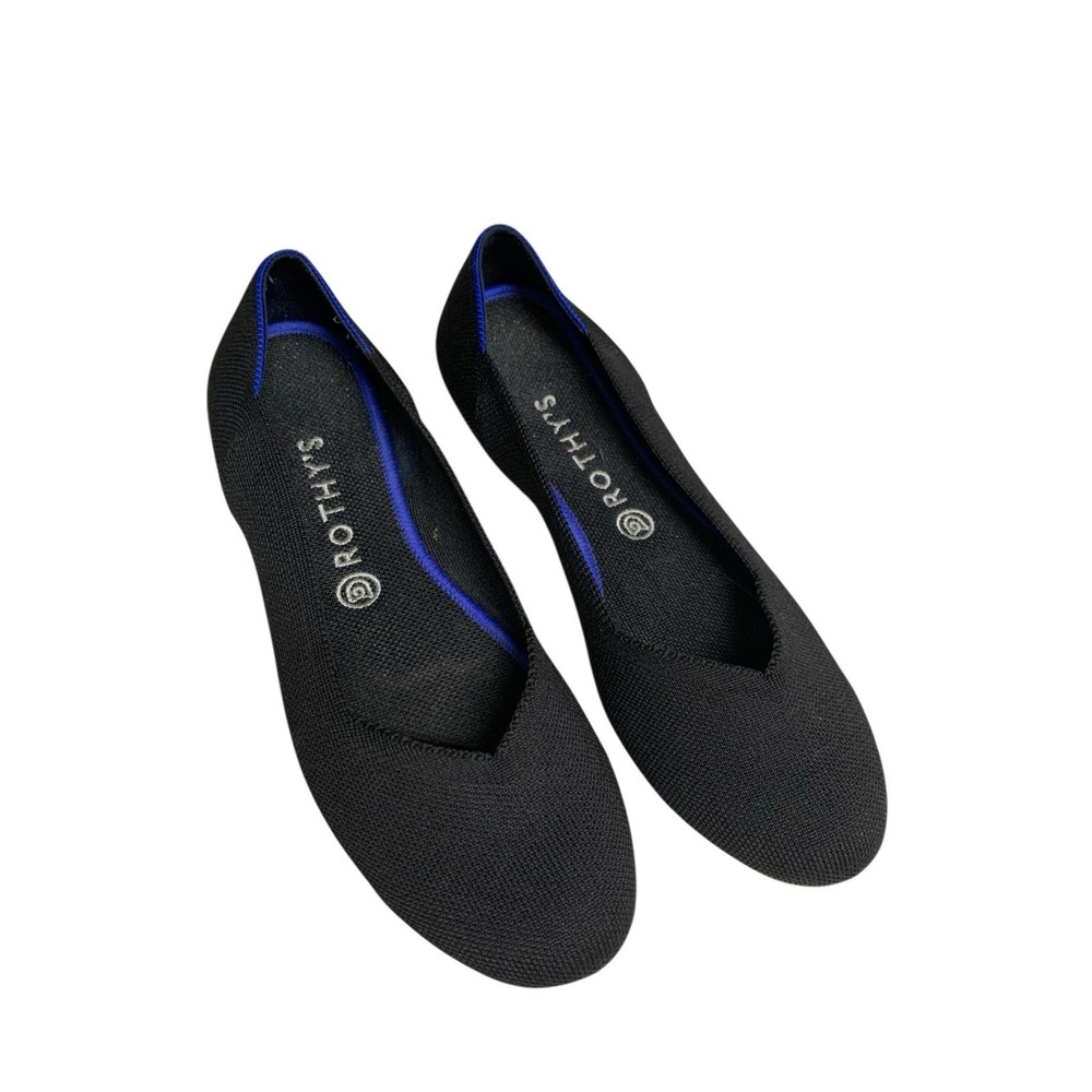 Rothy's Round Toe Slip On Ballet Flats Shoes Women's Size 10.5 Black Knitted